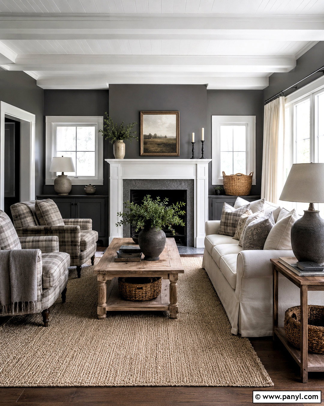 Farmhouse Dark Grey Living Room - 20 dark grey living room ideas