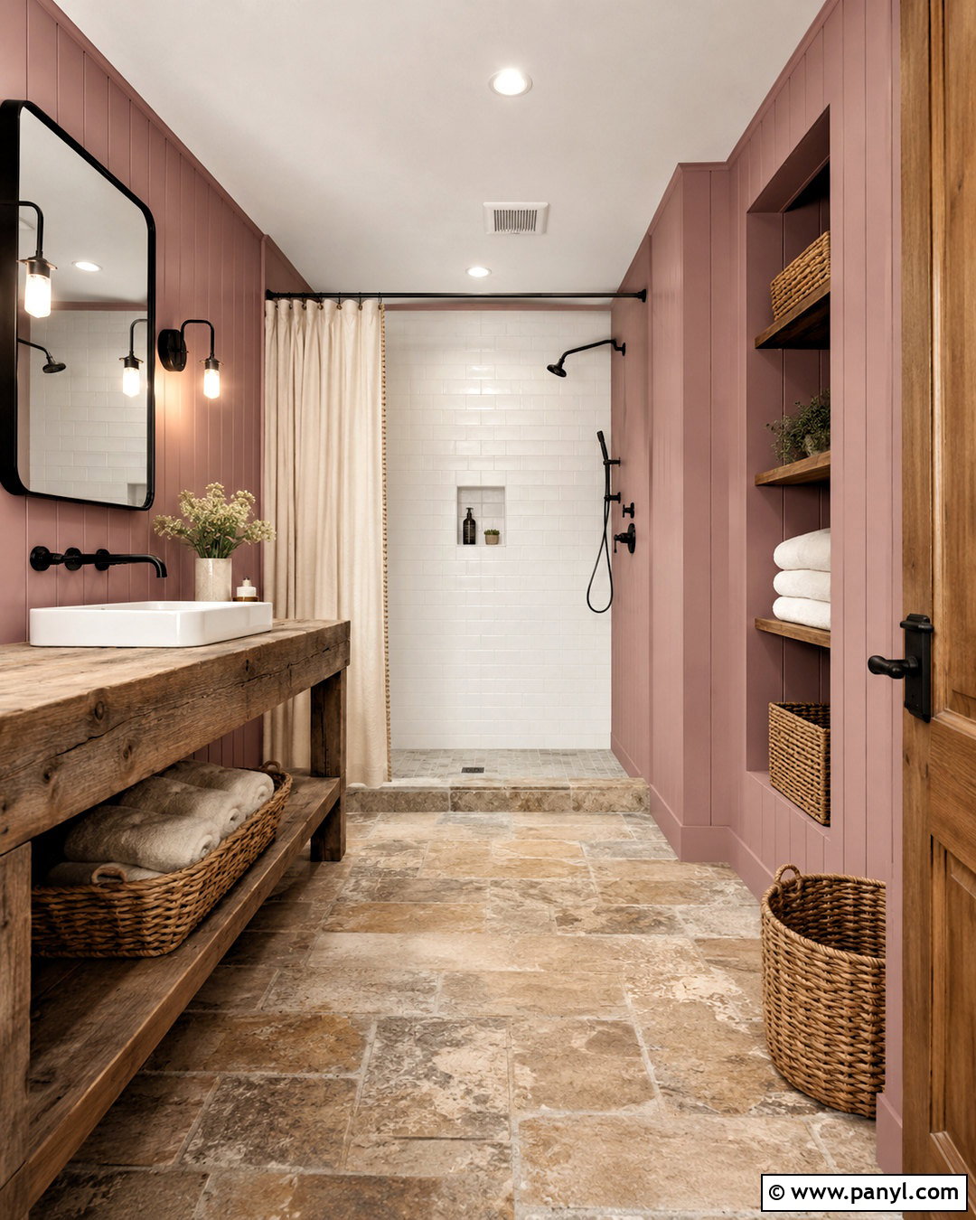Farmhouse Dusty Pink Bathroom - 20 dusty pink bathroom ideas
