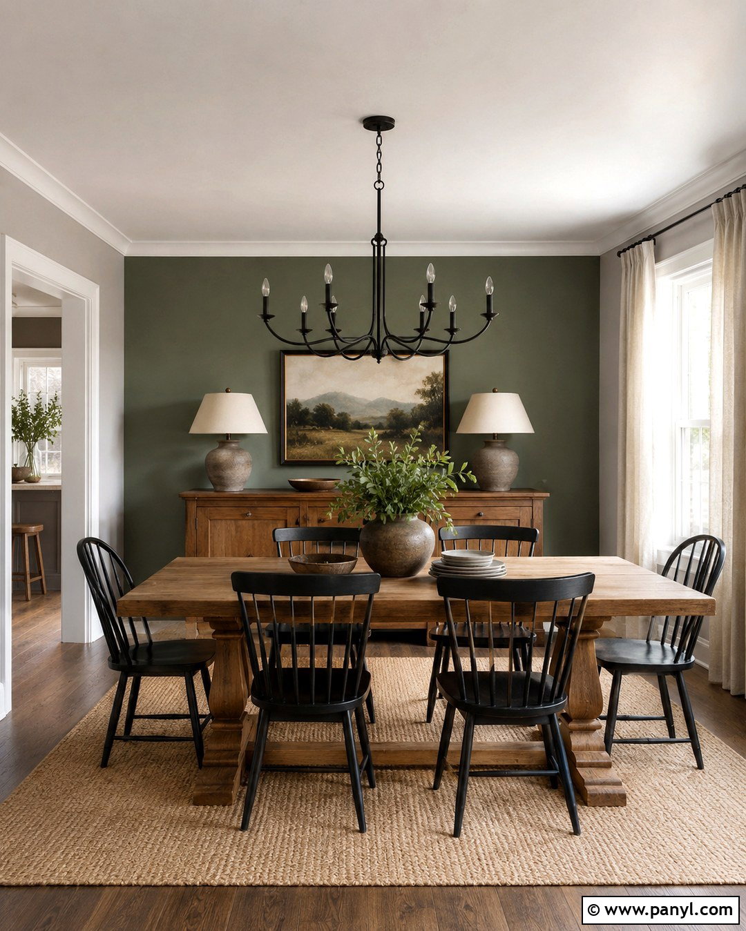 Farmhouse Green Accent Wall Dining Room - 20 Gray Walls With Green Accent Wall Ideas