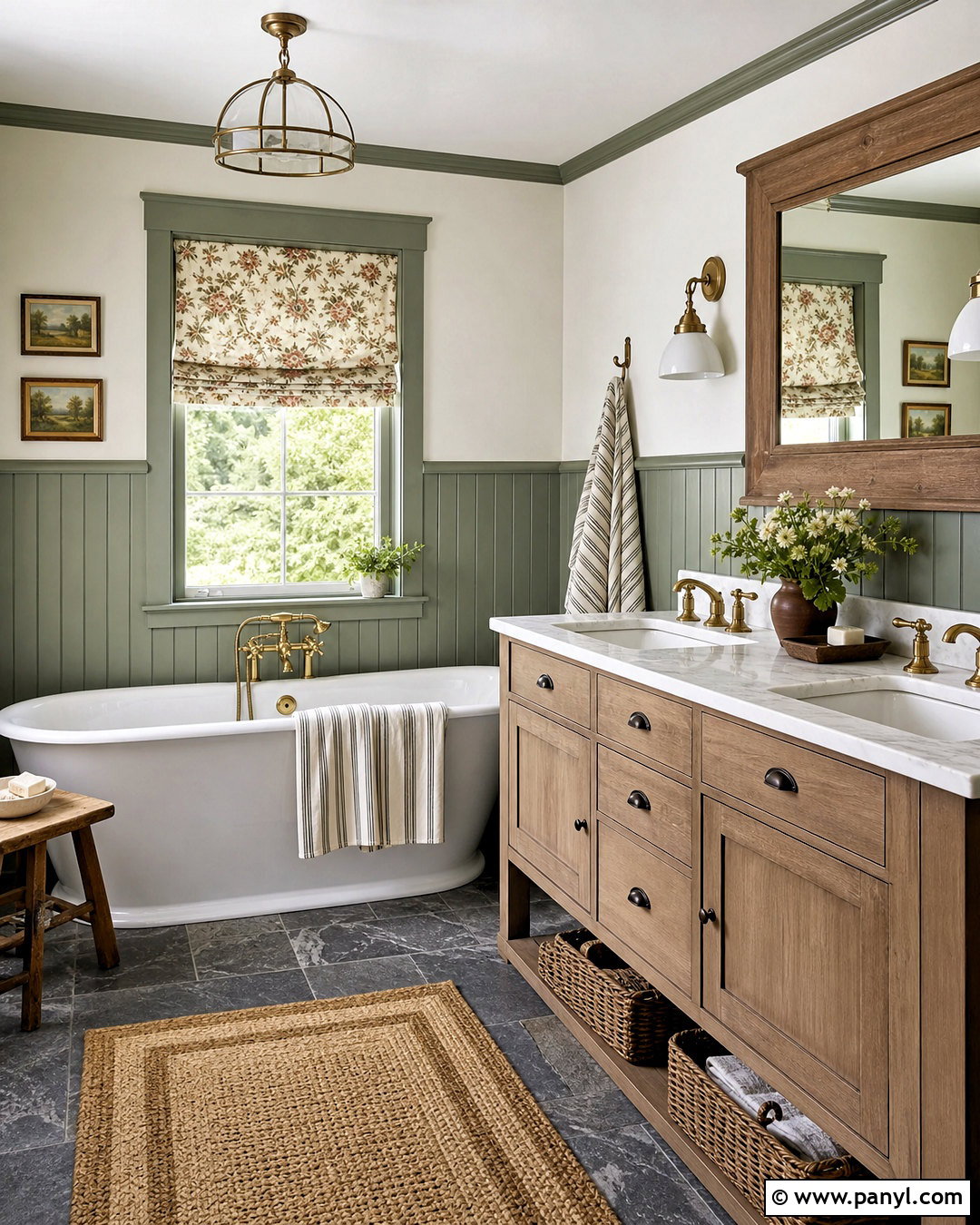 Farmhouse Green Bathroom With Beadboard - 20 green bathroom inspo ideas