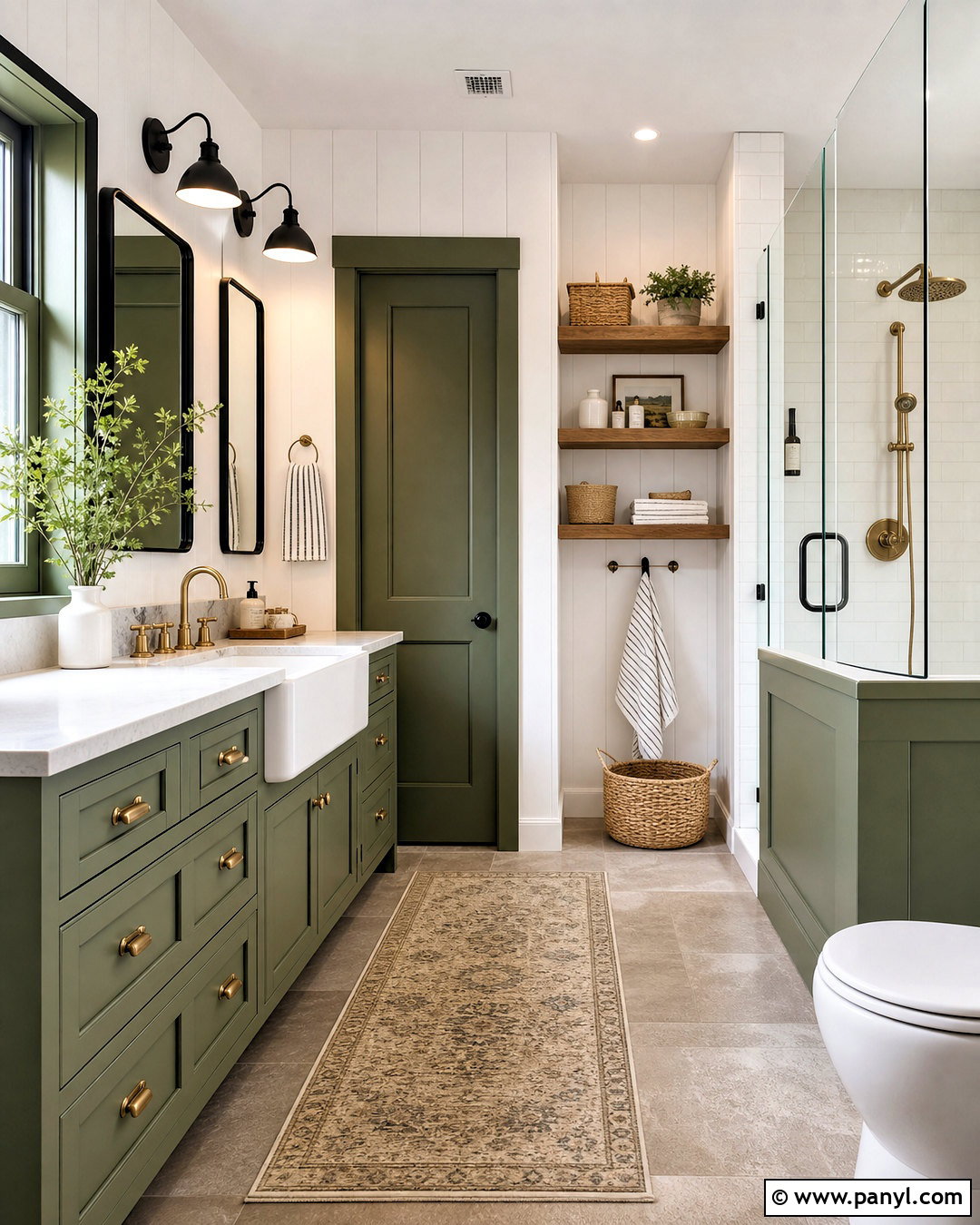 Farmhouse Green Bathroom - 20 green bathroom inspiration ideas