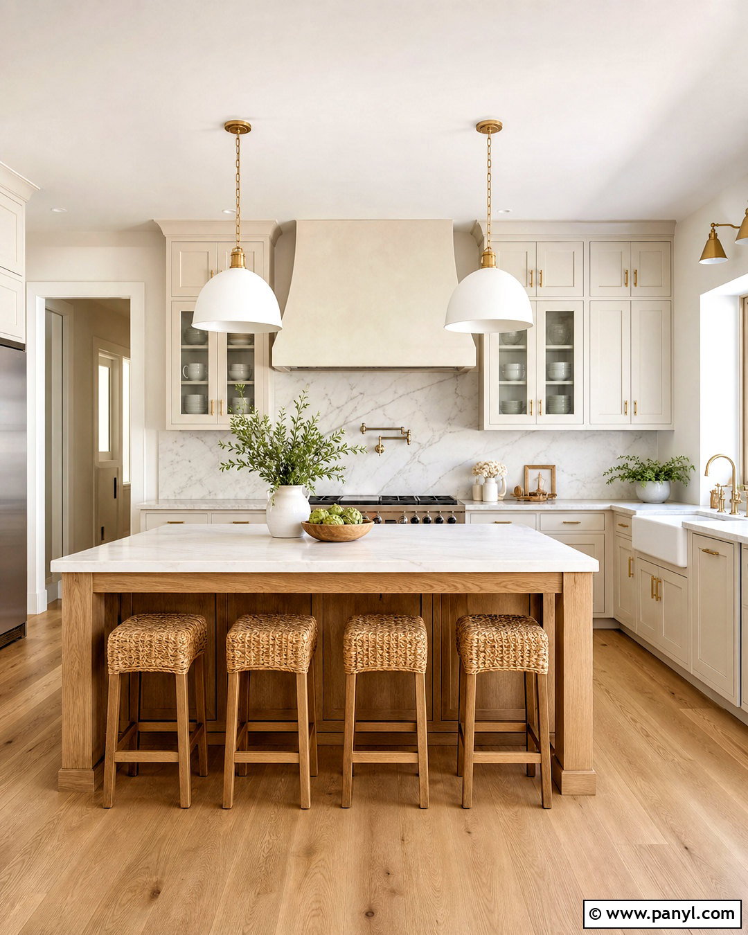 Farmhouse Kitchen With Marble Backsplash - 20 modern farmhouse kitchens