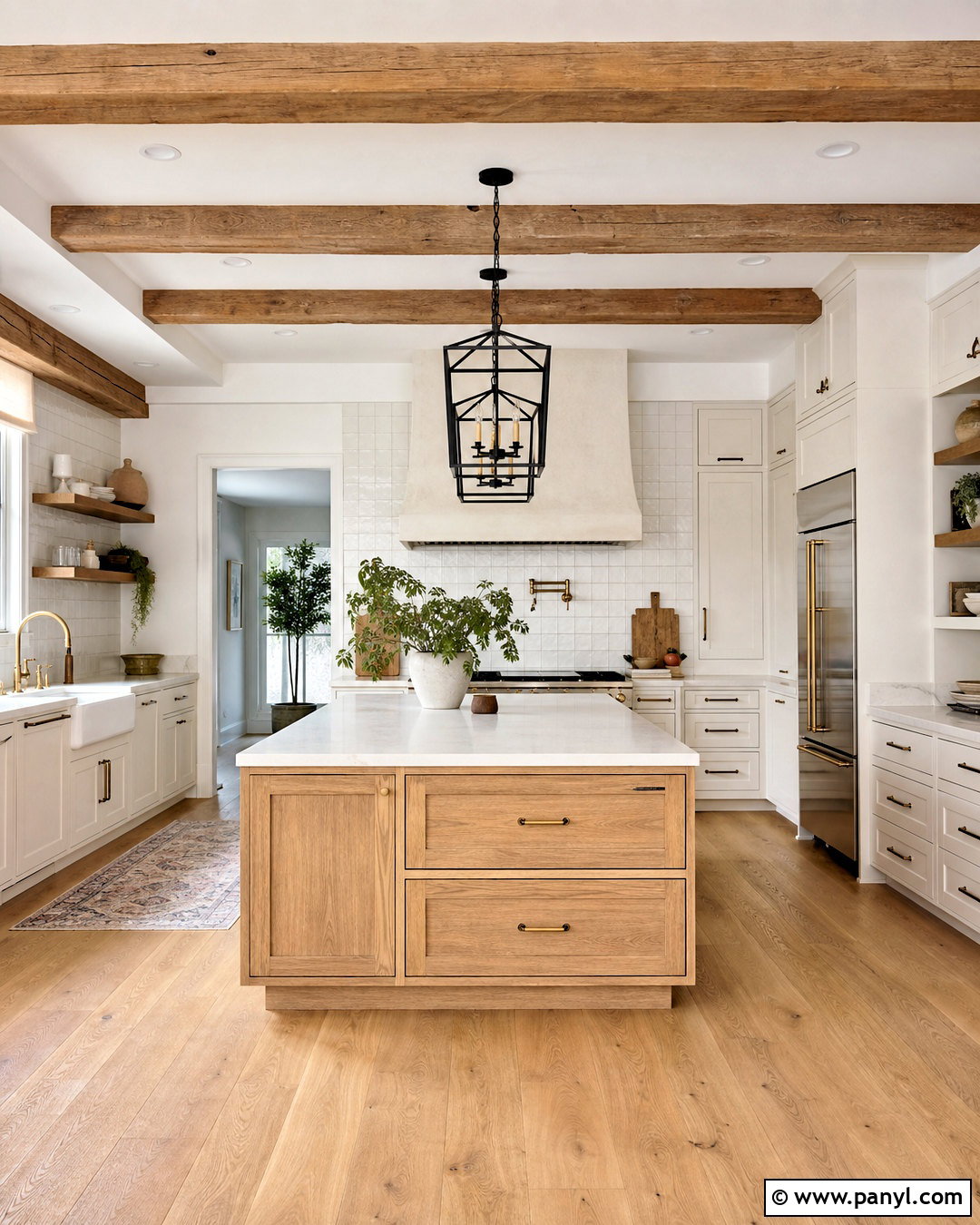 Farmhouse Kitchen With Wood Beams - 20 modern farmhouse kitchens