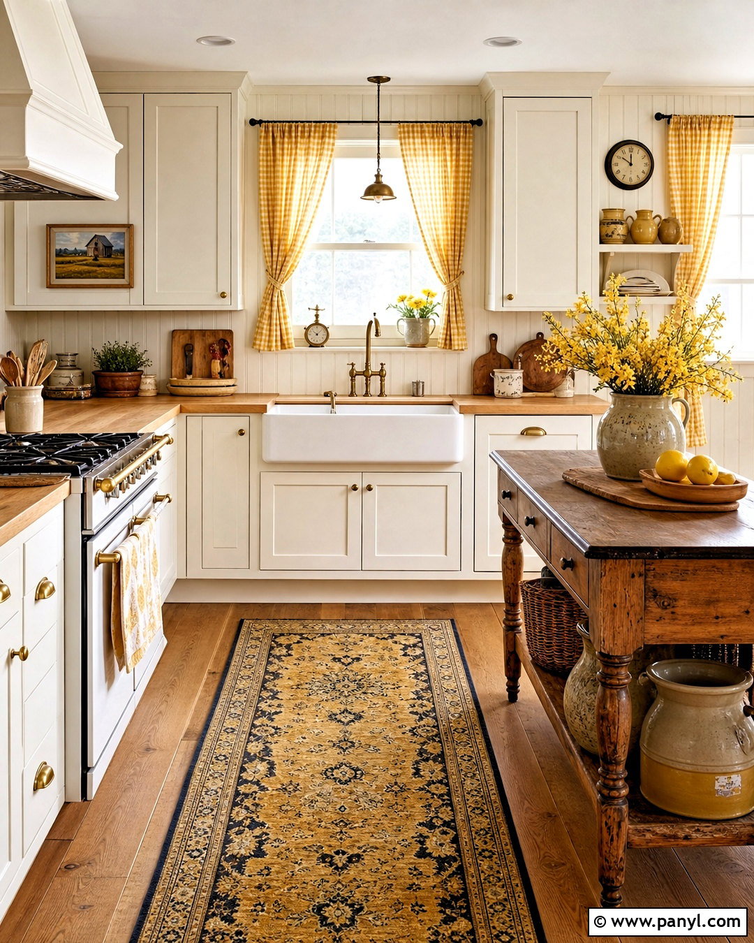 Farmhouse Kitchen With Yellow Curtains - 20 kitchen with yellow accents