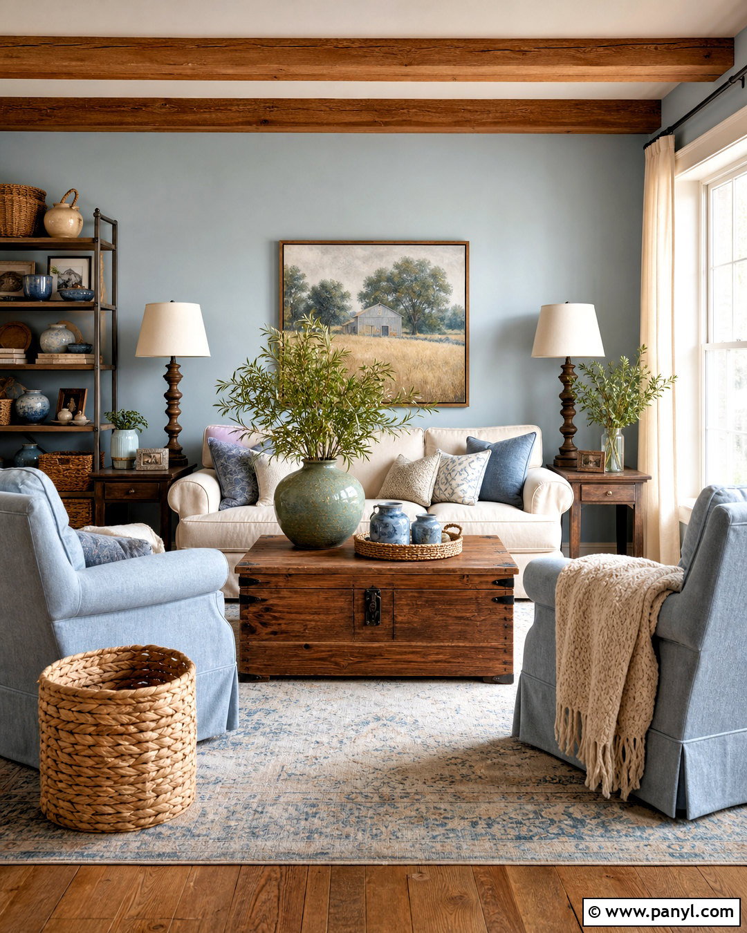 Farmhouse Light Blue And Brown Living Room - 20 light blue and brown living room ideas