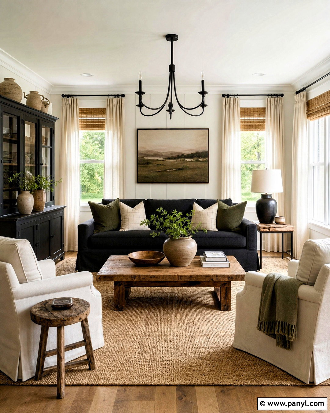 Farmhouse Living Room With Black Furniture - 20 room with black furniture ideas