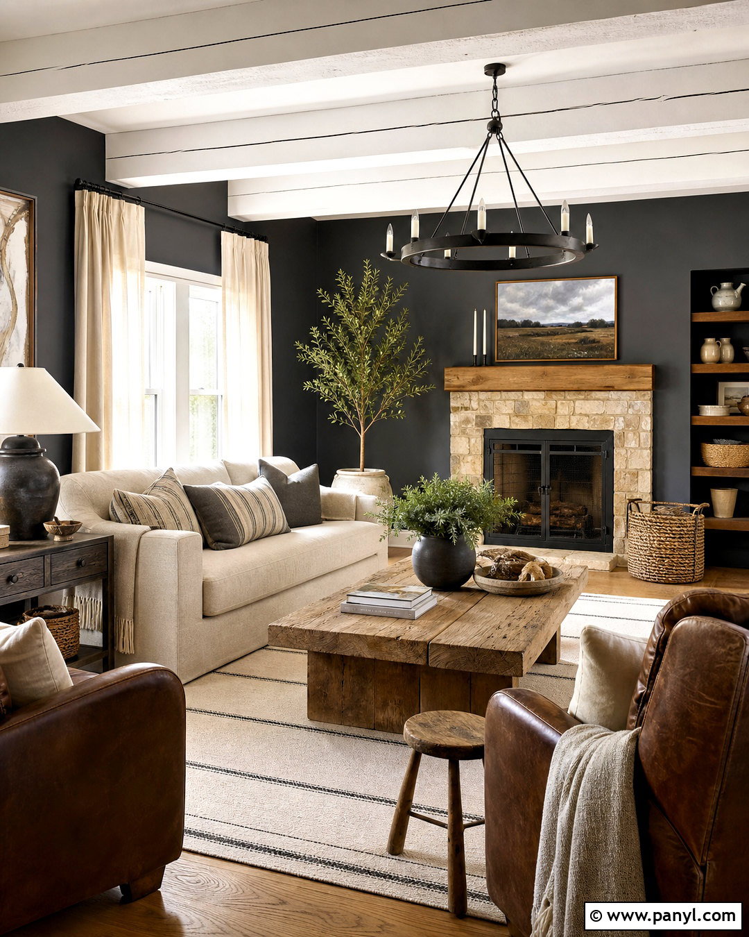 Farmhouse Living Room With Charcoal Walls - 20 charcoal walls living room ideas