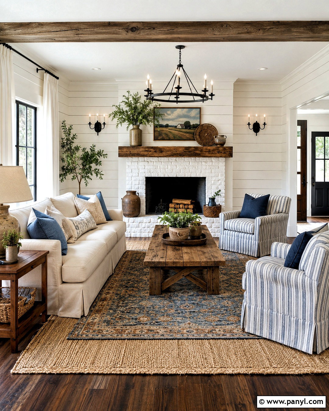 Farmhouse Living Room With Dark Wood Floors - 20 living room designs dark floors
