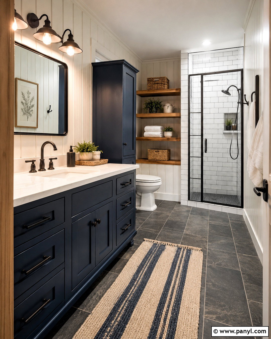 Farmhouse Midnight Blue Bathroom - 20 midnight blue bathroom ideas