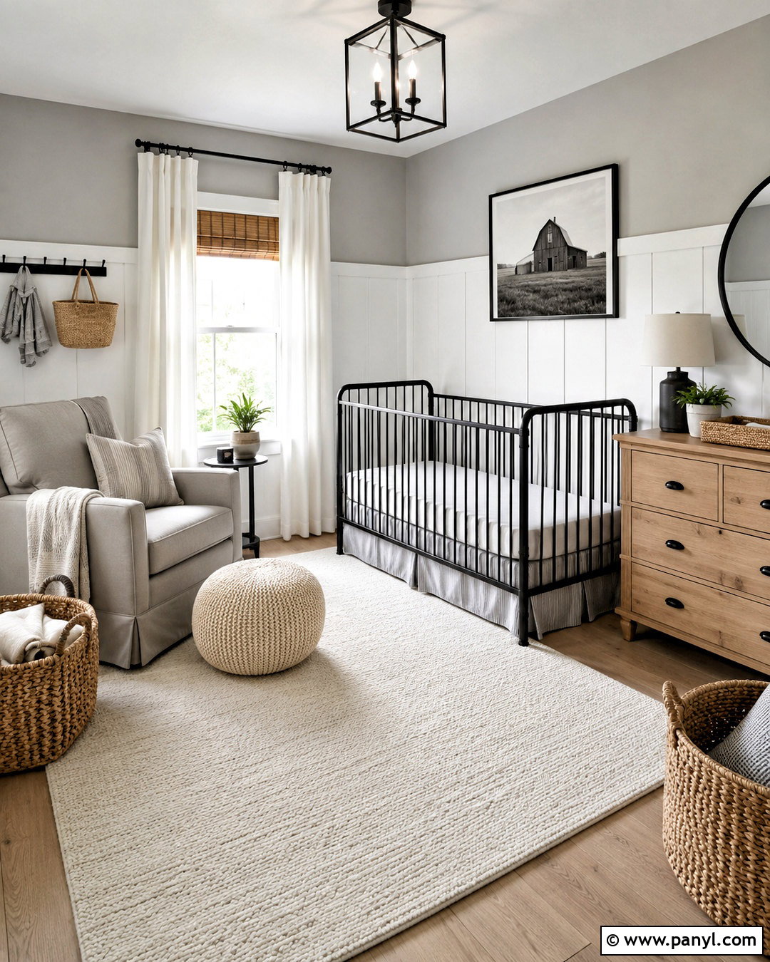 Farmhouse Monochrome Nursery - 20 monochrome nursery ideas
