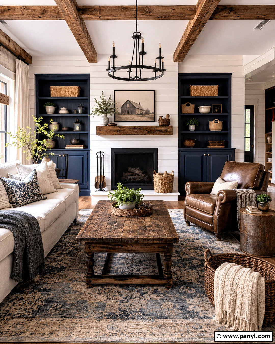 Farmhouse Navy And Brown Living Room - 20 navy blue and brown living room ideas