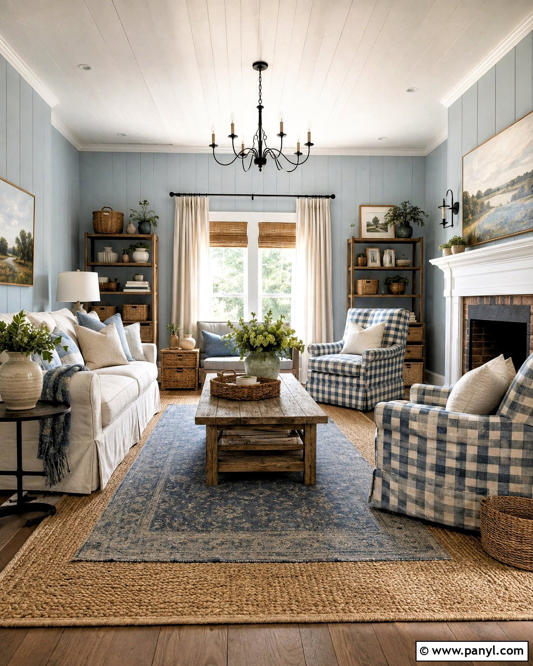 Farmhouse Pale Blue Living Room - 20 pale blue living room ideas