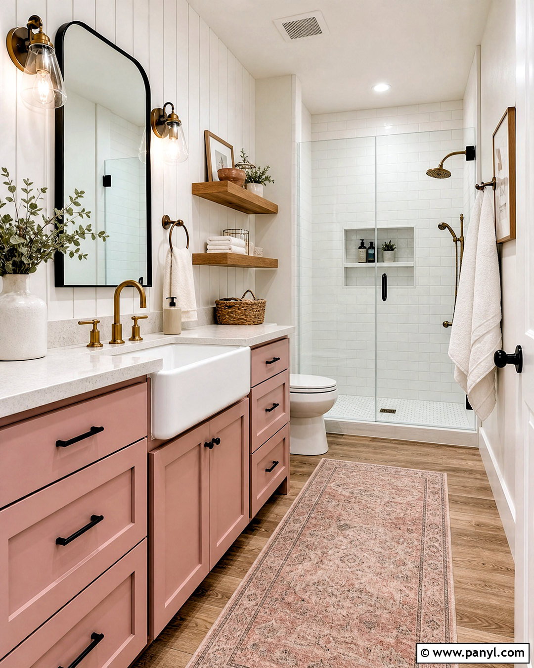 Farmhouse Pink And White Bathroom - 20 white and pink bathroom ideas