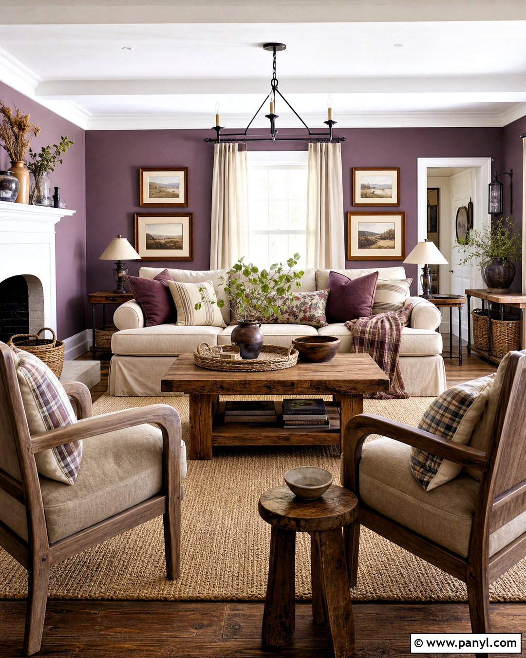 Farmhouse Purple Living Room - 20 purple walls living room ideas