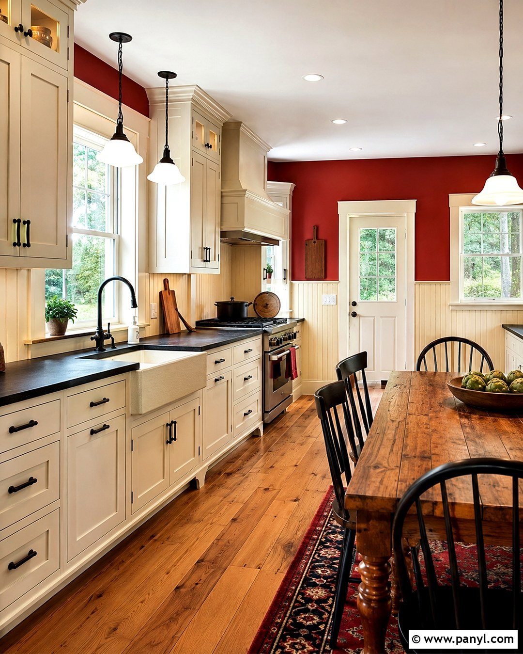 Farmhouse Red Accent Wall Kitchen - 20 Red Accent Wall Kitchen Ideas
