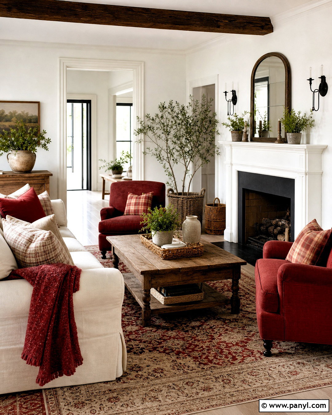 Farmhouse Red And White Living Room - 20 red and white decor ideas