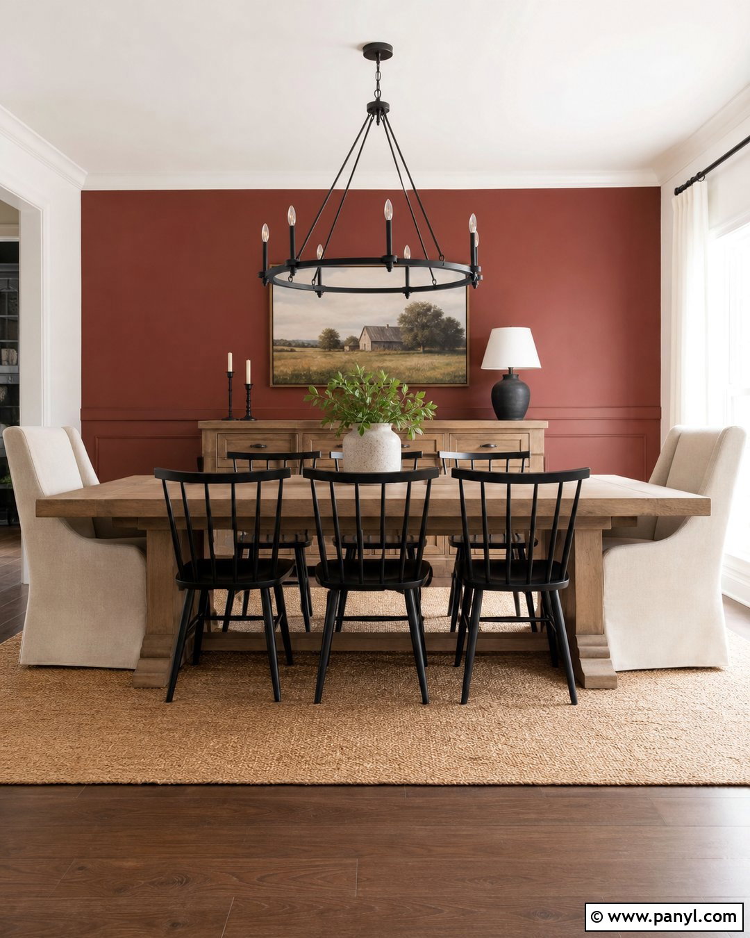 Farmhouse Red Feature Wall Dining Room - 35 red feature wall ideas
