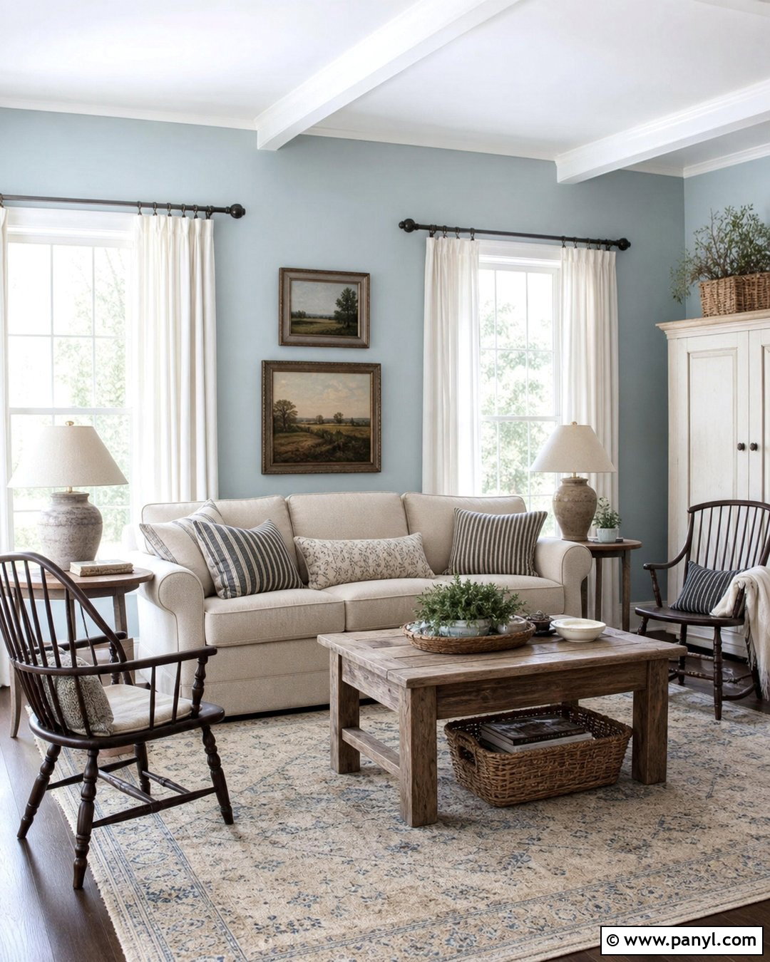 Farmhouse Room With Blue Walls - 35 room with blue walls