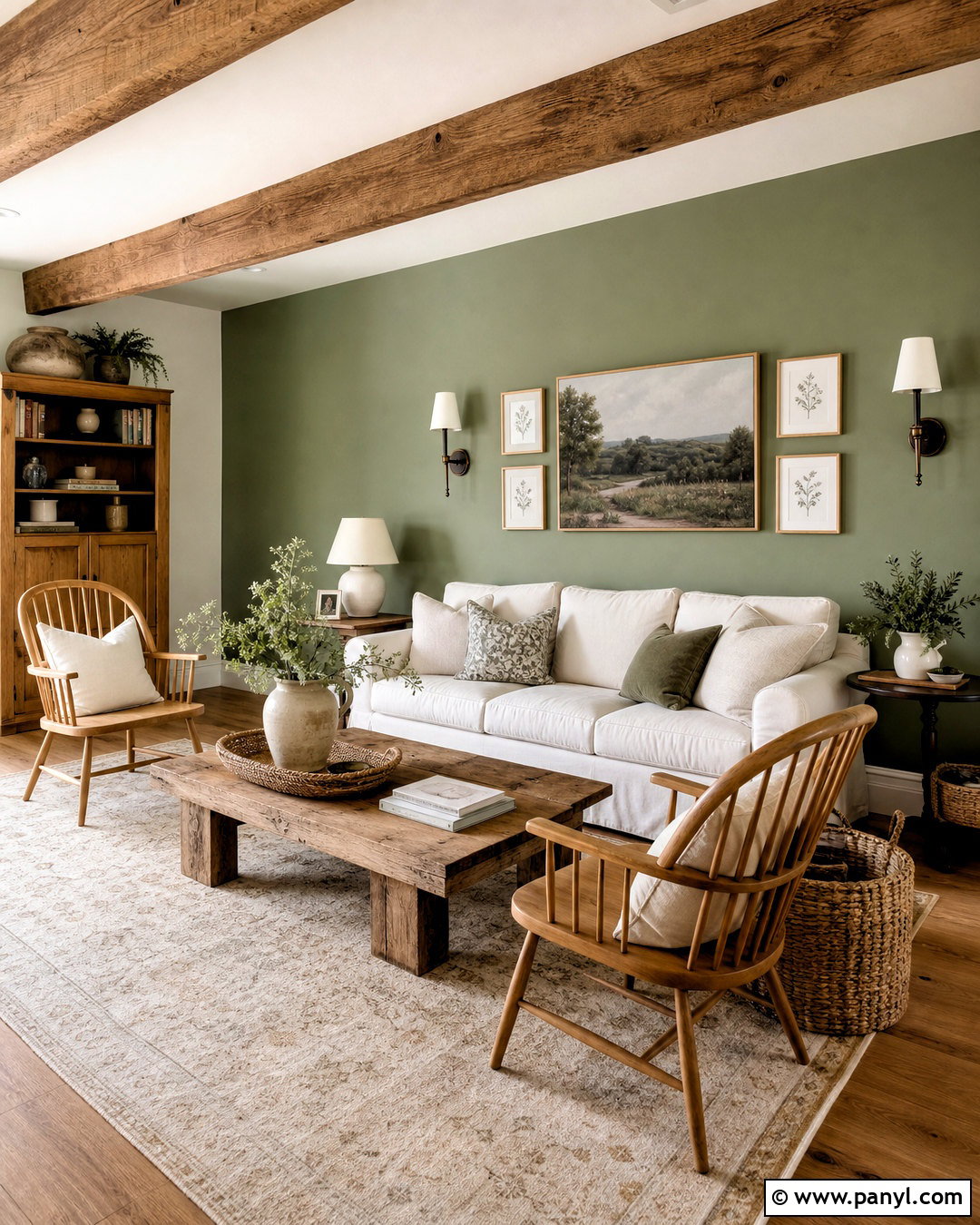 Farmhouse Sage Green Accent Wall - 20 sage green accent wall living room ideas