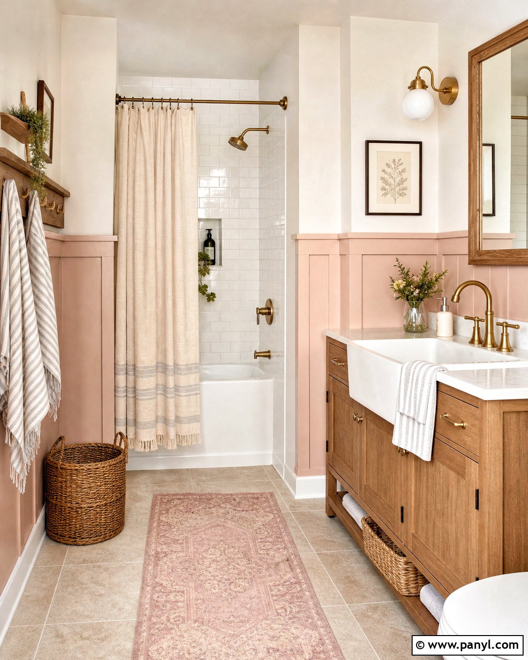 Farmhouse Soft Pink Bathroom - 20 soft pink bathroom ideas