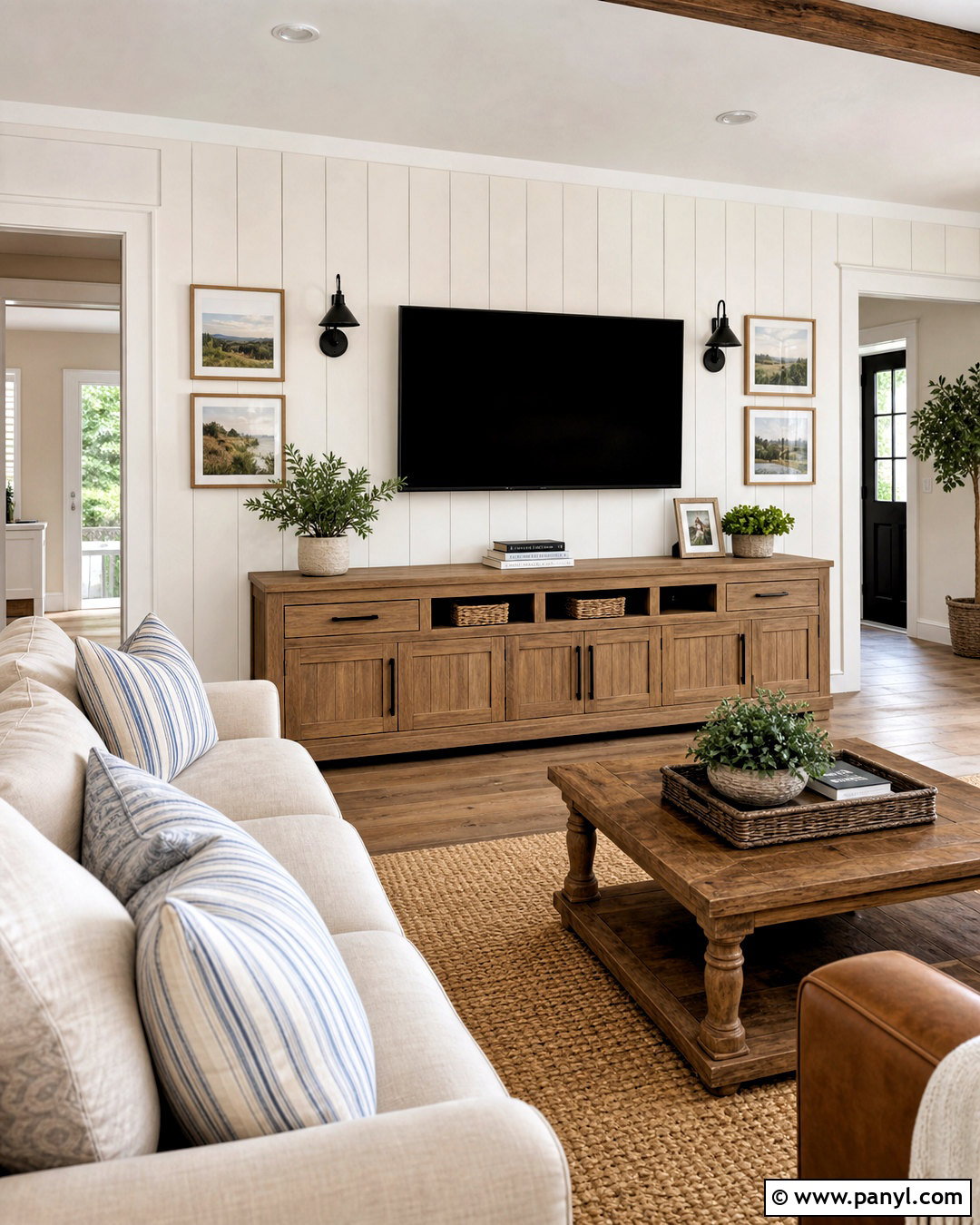 Farmhouse TV Wall - 20 simple tv wall design ideas