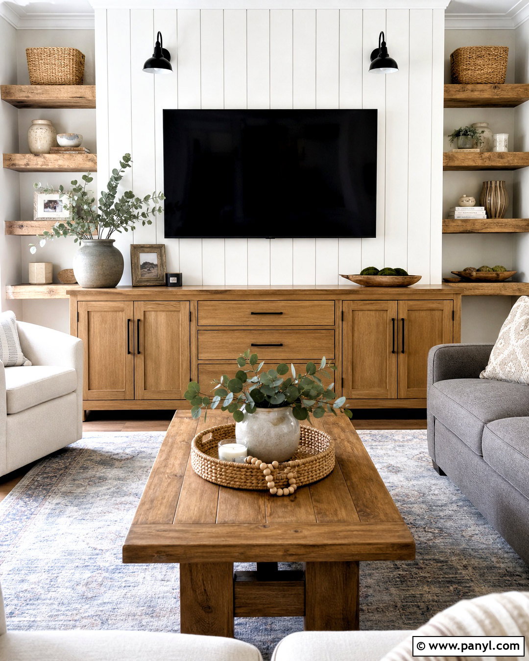 Farmhouse TV Wall - 20 tv wall design diy ideas