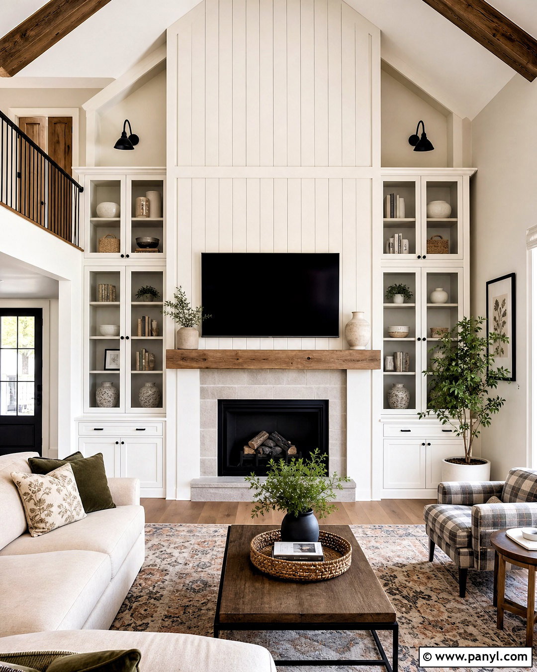 Farmhouse TV Wall - 20 high ceiling tv wall ideas