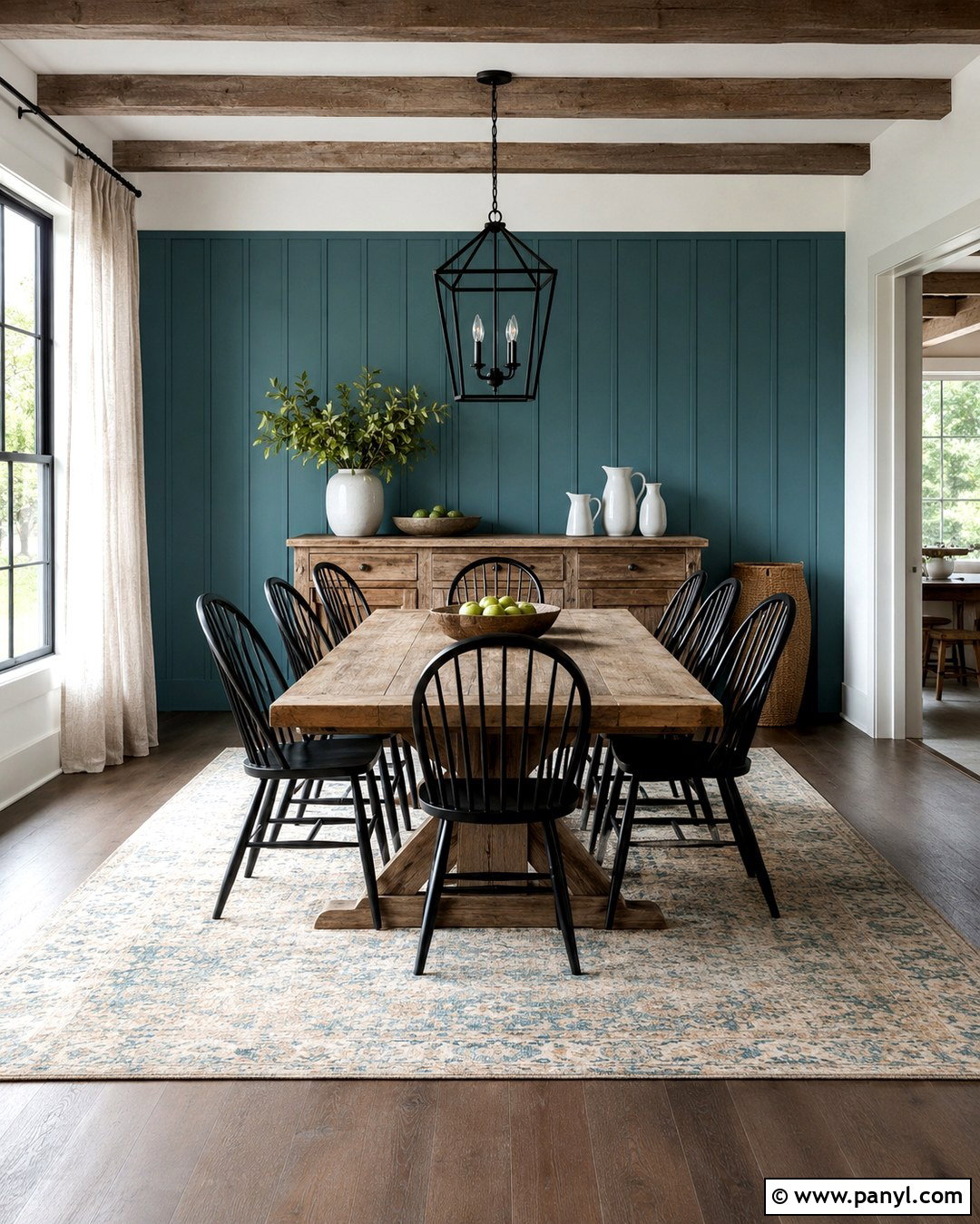 Farmhouse Teal Accent Wall Dining Room - 20 Teal Accent Walls