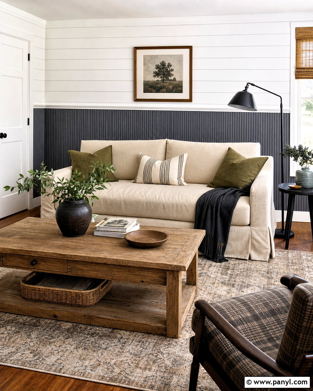 Farmhouse Wallpaper With White Shiplap - 20 wallpaper on bottom half of wall ideas