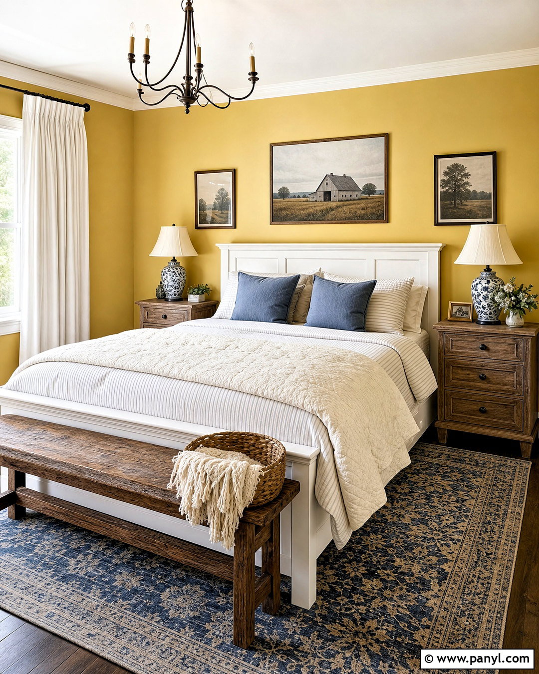 Farmhouse Yellow Accent Wall Bedroom - 20 yellow accent wall bedroom ideas