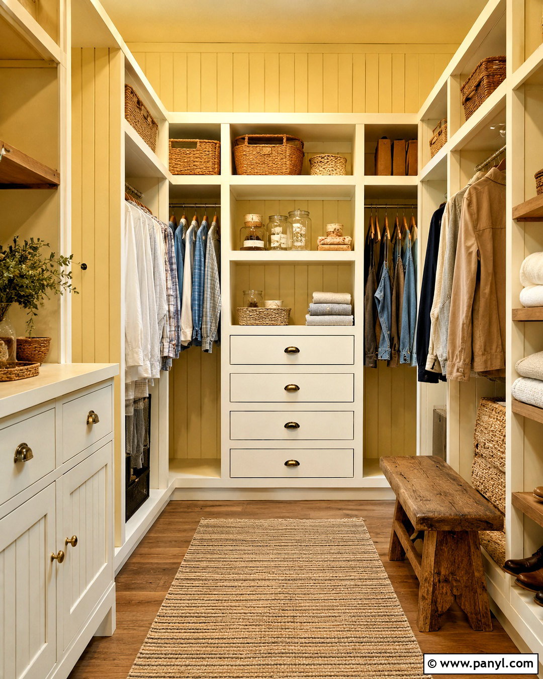 Farmhouse Yellow Closet - 20 Yellow Wall Closet Space Ideas
