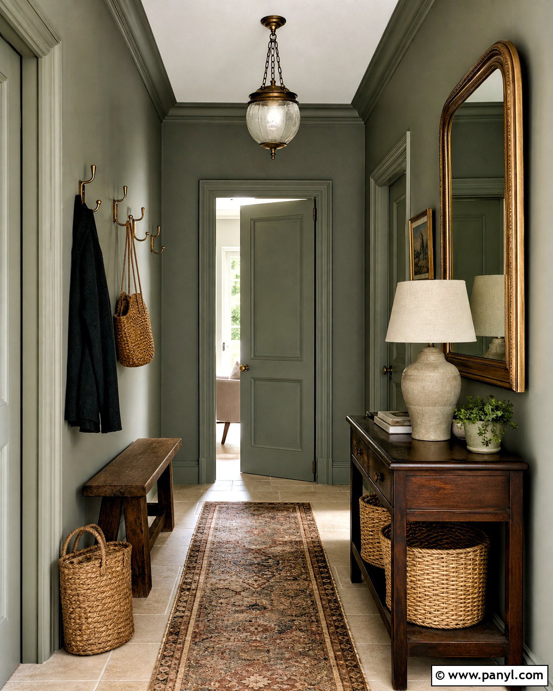 Farrow and Ball Pigeon Green Entryway - 20 green paint colors