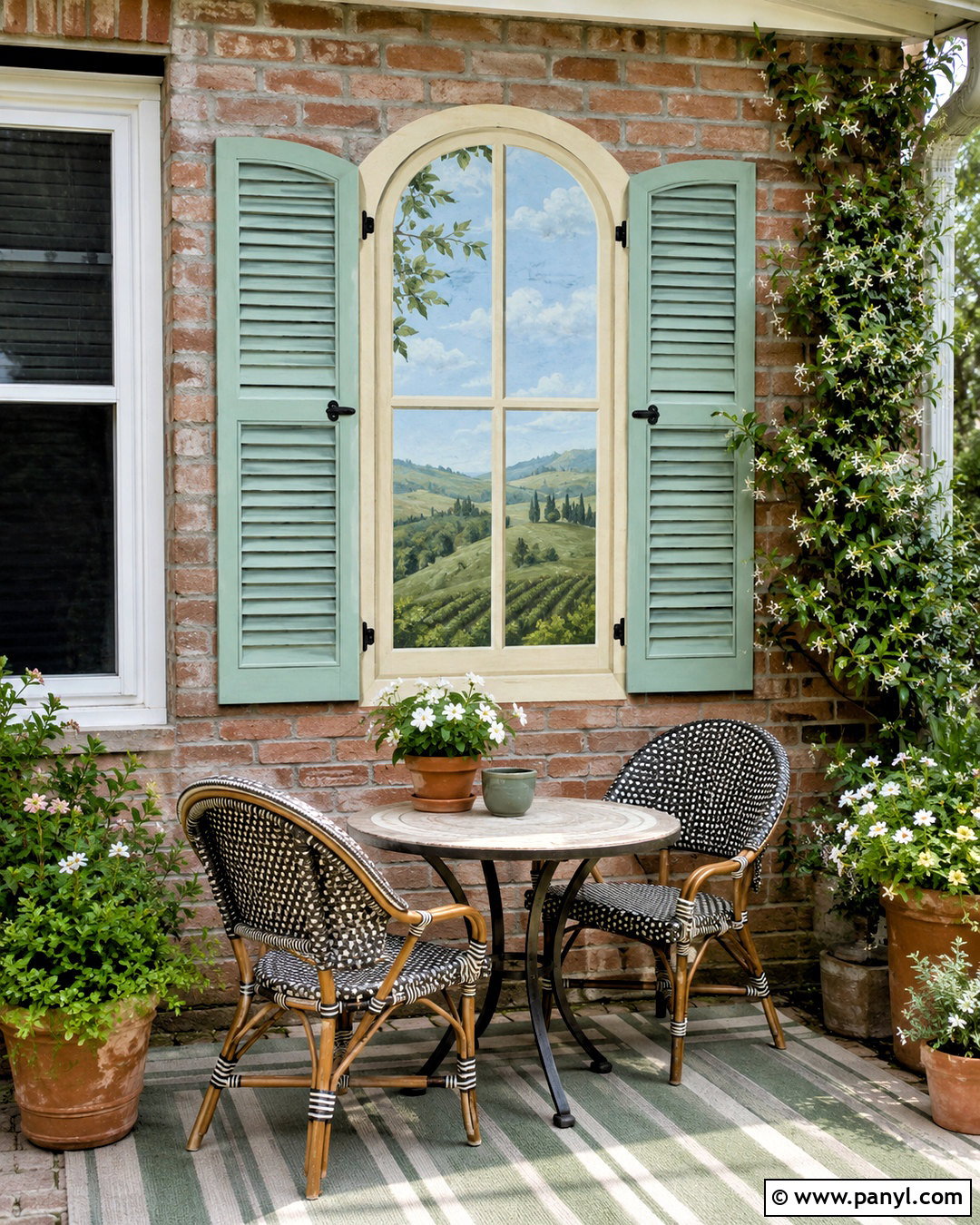 Faux Window Brick Wall Mural - 20 painting on brick wall ideas