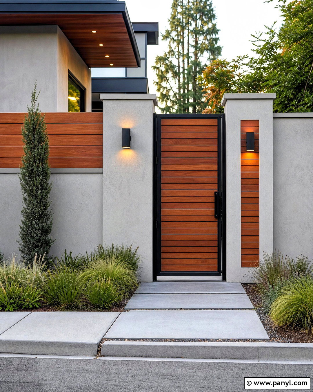 Fence Wall With Gate And Lighting - 20 fence wall design ideas