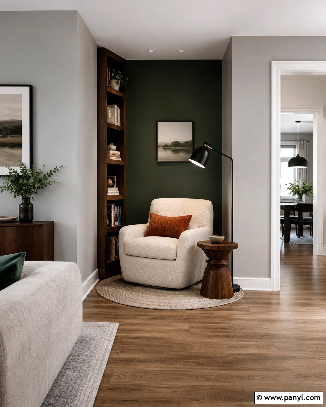 Fern Green Accent Wall Reading Nook - 20 Gray Walls With Green Accent Wall Ideas
