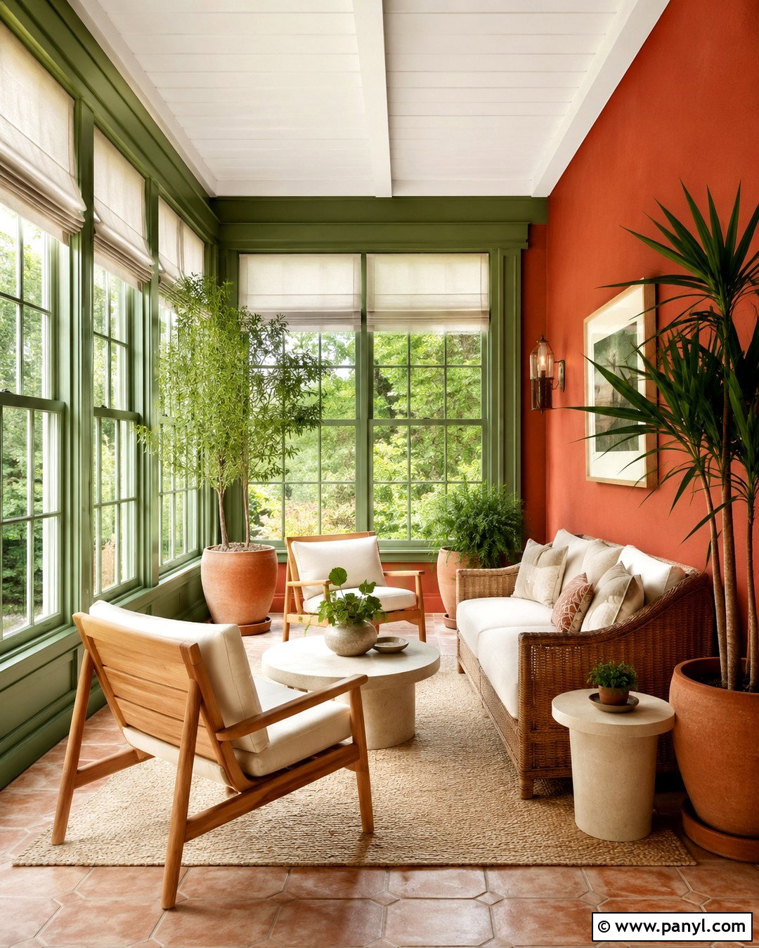 Fern Green And Paprika Red Sunroom - 20 Red And Green Walls
