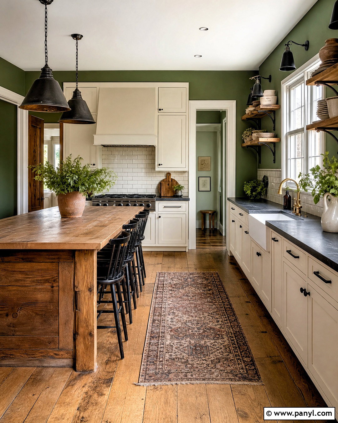 Fern Green Kitchen Walls With Farmhouse Cabinets - 20 green paint kitchen walls