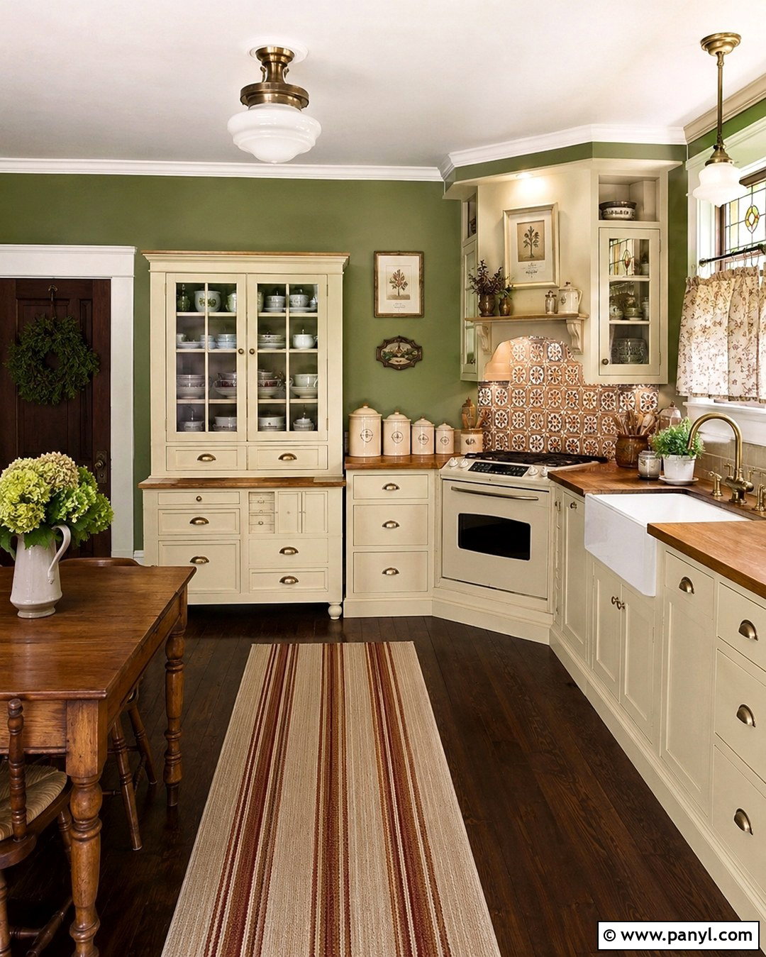 Fern Green Victorian Kitchen - 20 Victorian Green Walls