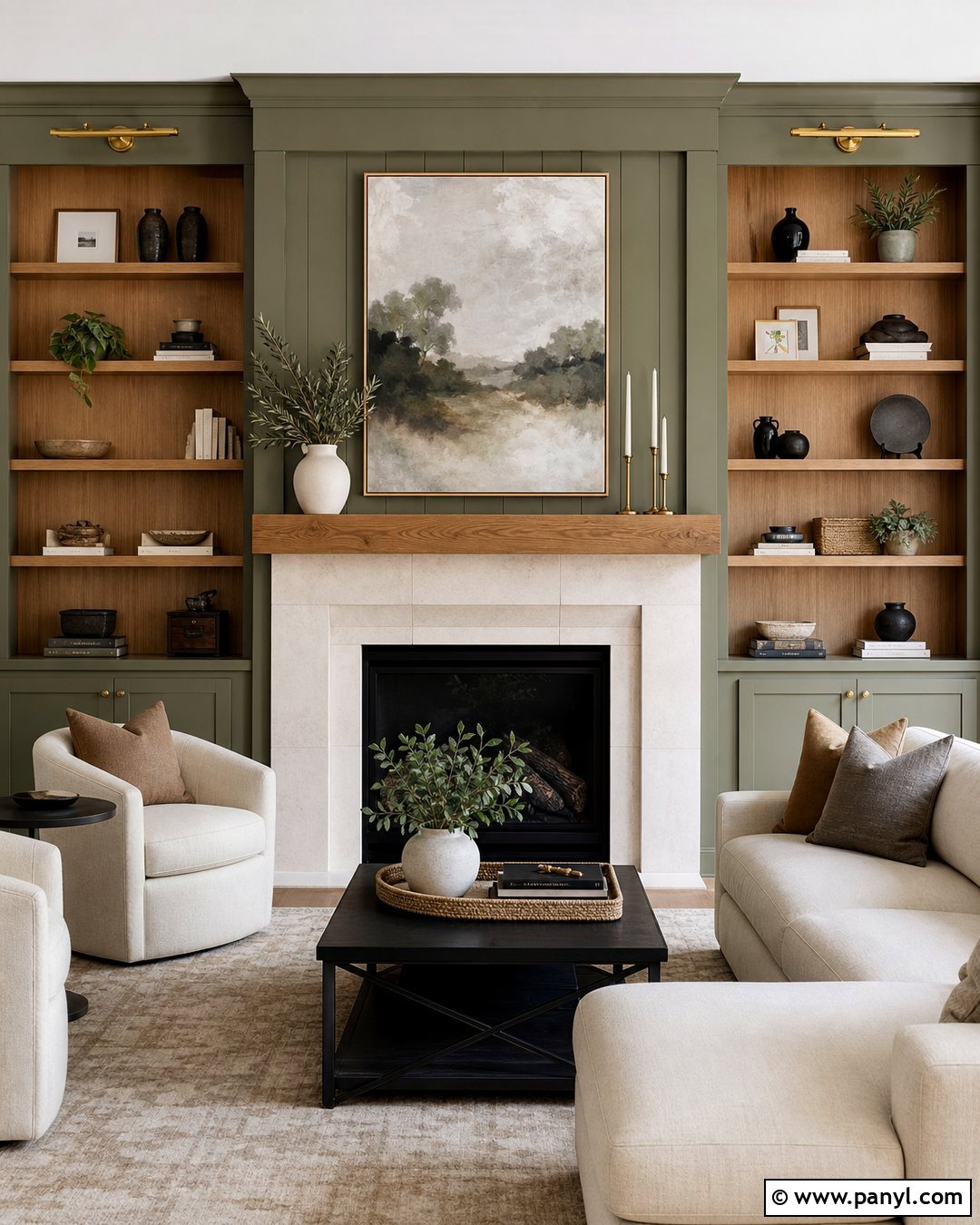 Fireplace Accent Wall With Built-In Shelves - 25 Accent Wall Above Fireplace Ideas