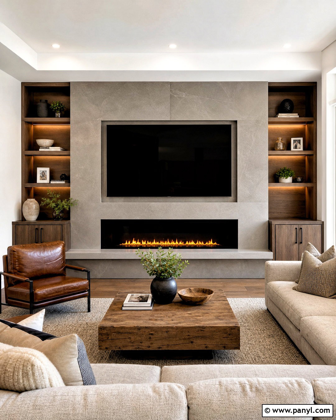 Fireplace Accent Wall With TV - 20 accent wall fireplace living room ideas