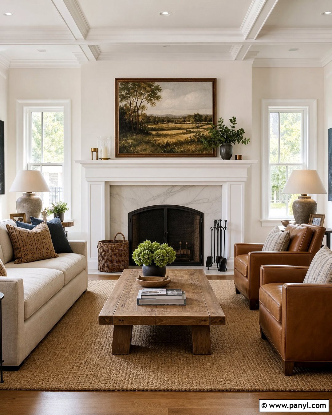 Fireplace Room With Alabaster Walls And White Trim - 35 Alabaster Walls With White Trim Ideas
