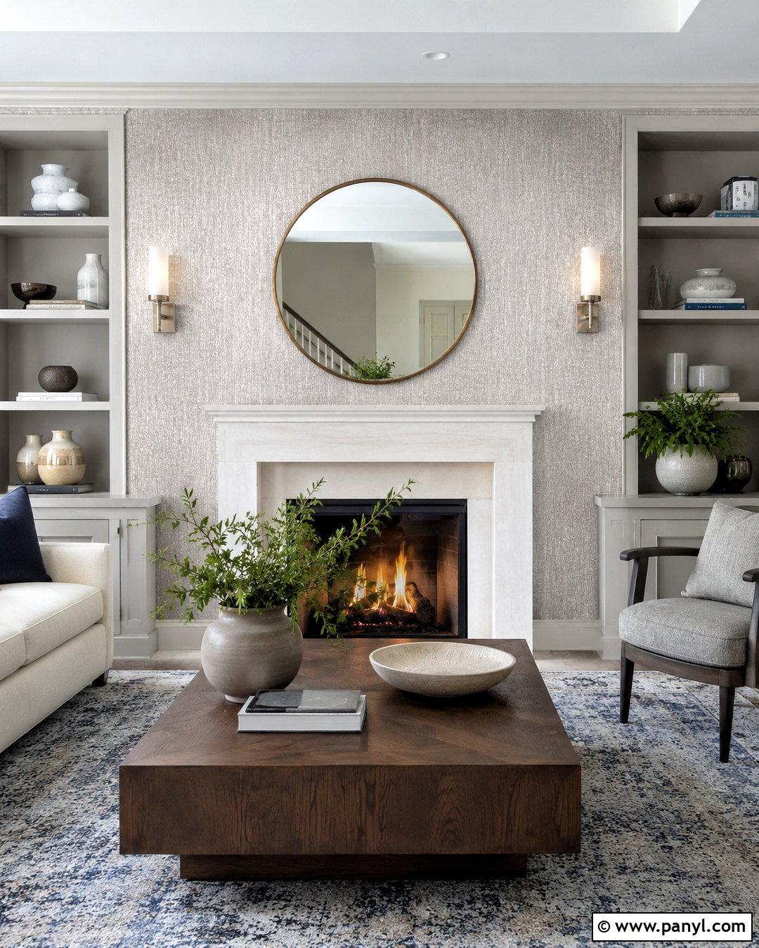 Fireplace Silver Shimmer Wall - 35 silver shimmer wall ideas