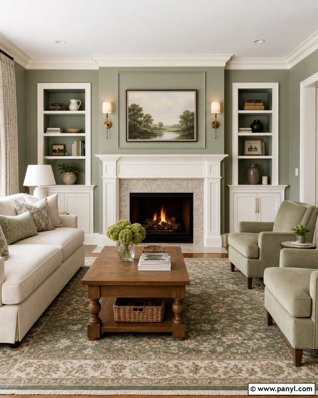 Fireplace Wall With Contrasting Trim - 25 Fireplace Wall Paint Ideas