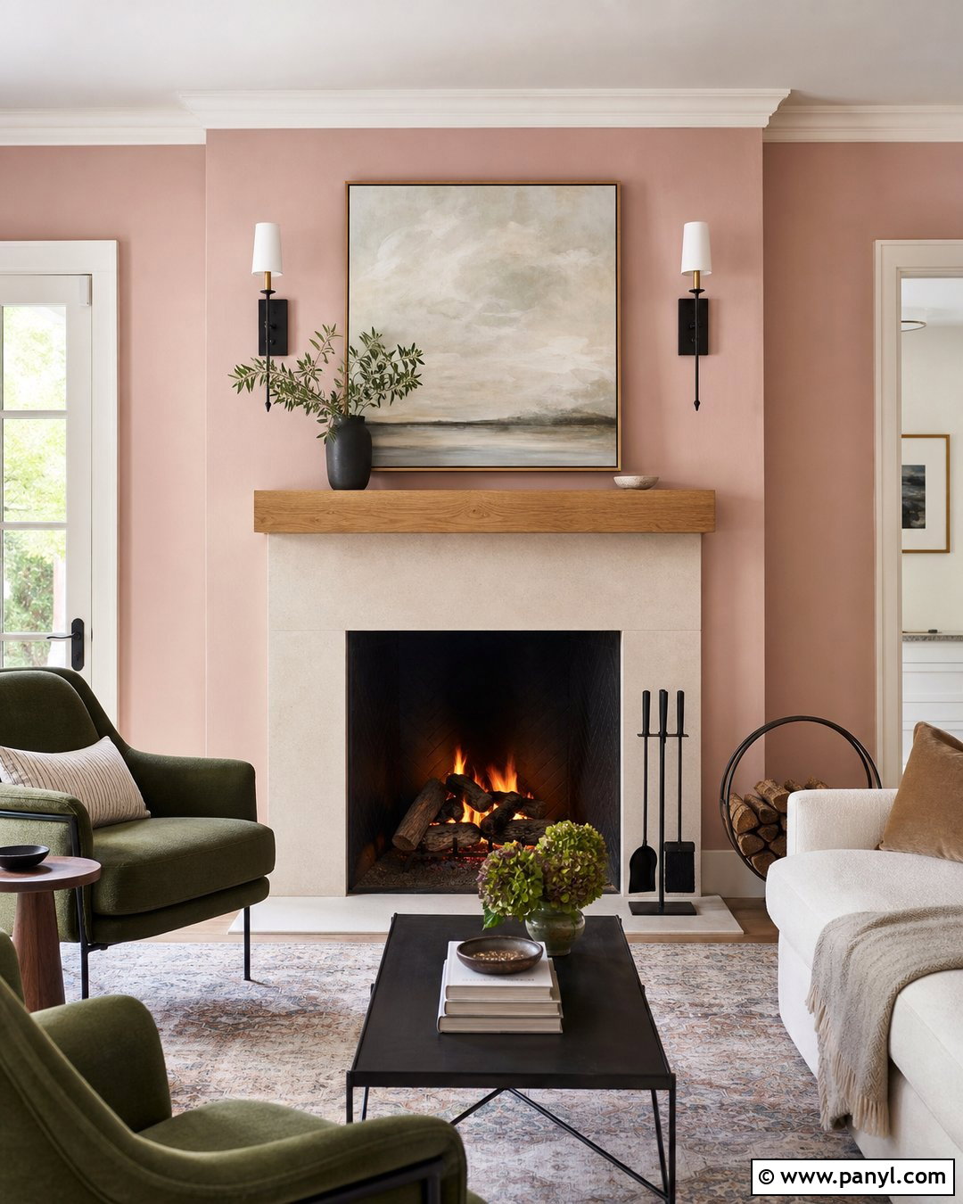 Fireplace With Blush Pink Walls - 35 Blush Pink Walls