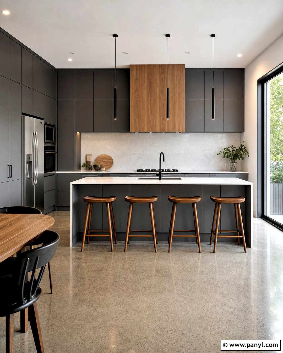 Flat Panel Gray Cabinets With Concrete Floors - 20 kitchens with gray cabinets