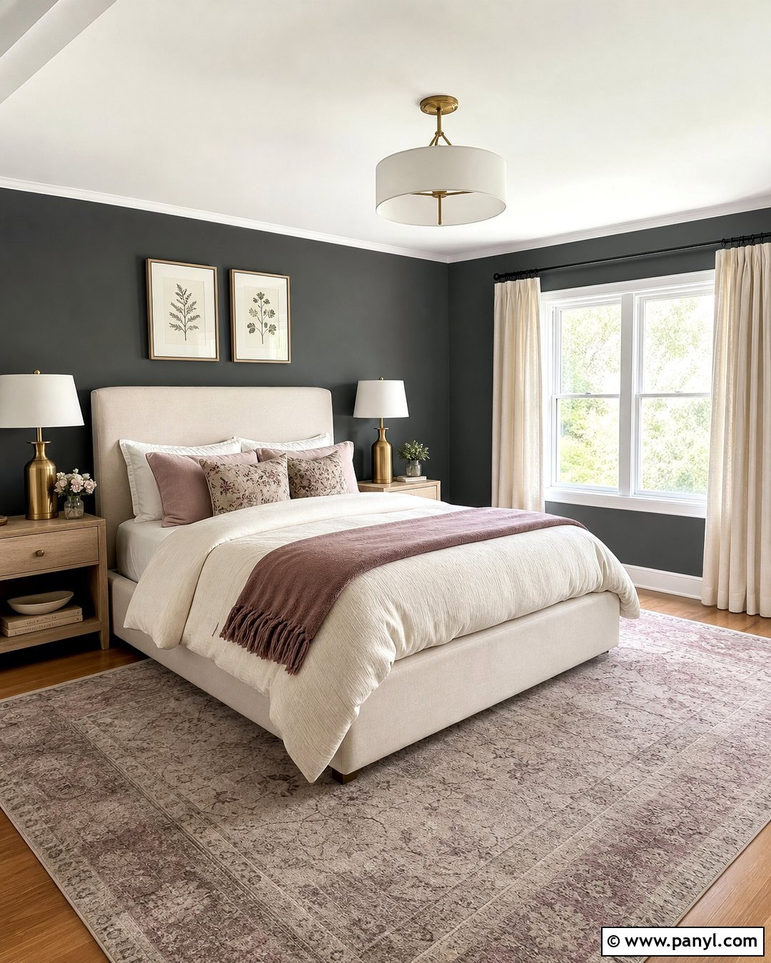 Flint Accent Wall With Blush Decor - 20 Flint Benjamin Moore Accent Walls