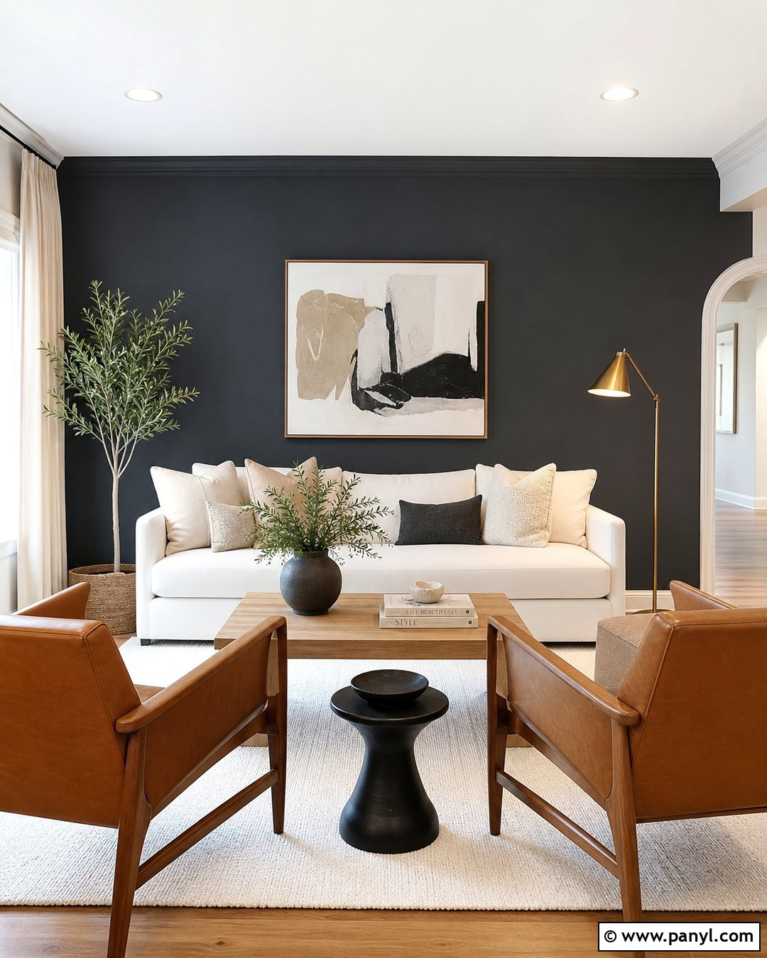 Flint Accent Wall With White Sofa - 20 Flint Benjamin Moore Accent Walls