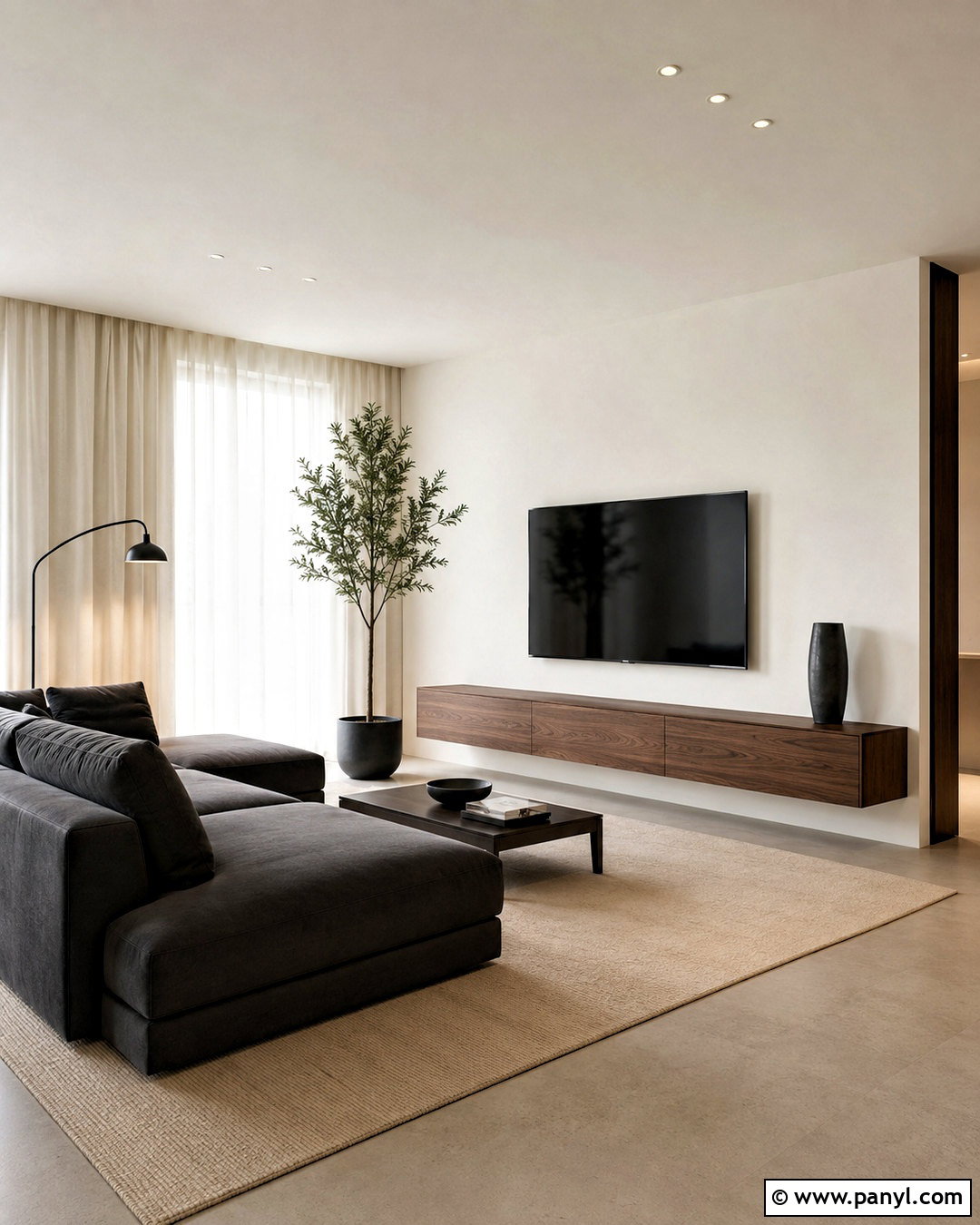 Floating Console TV Wall - 20 living room inspiration tv wall ideas