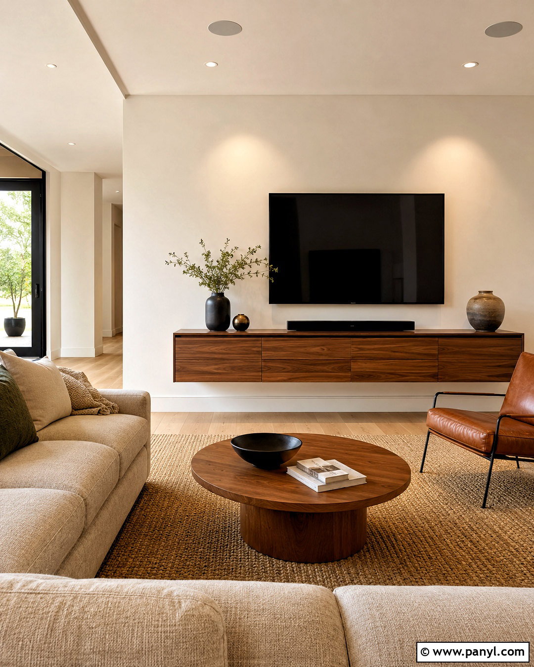 Floating Console TV Wall - 20 living room tv wall design ideas