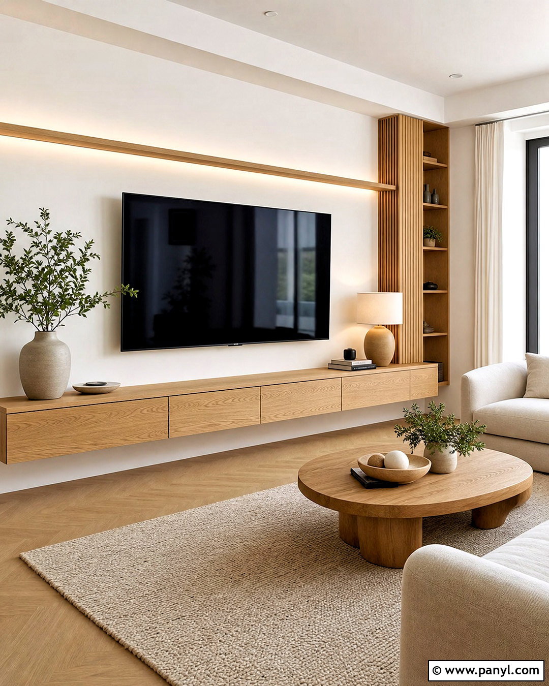 Floating Console TV Wall - 20 simple tv wall design ideas